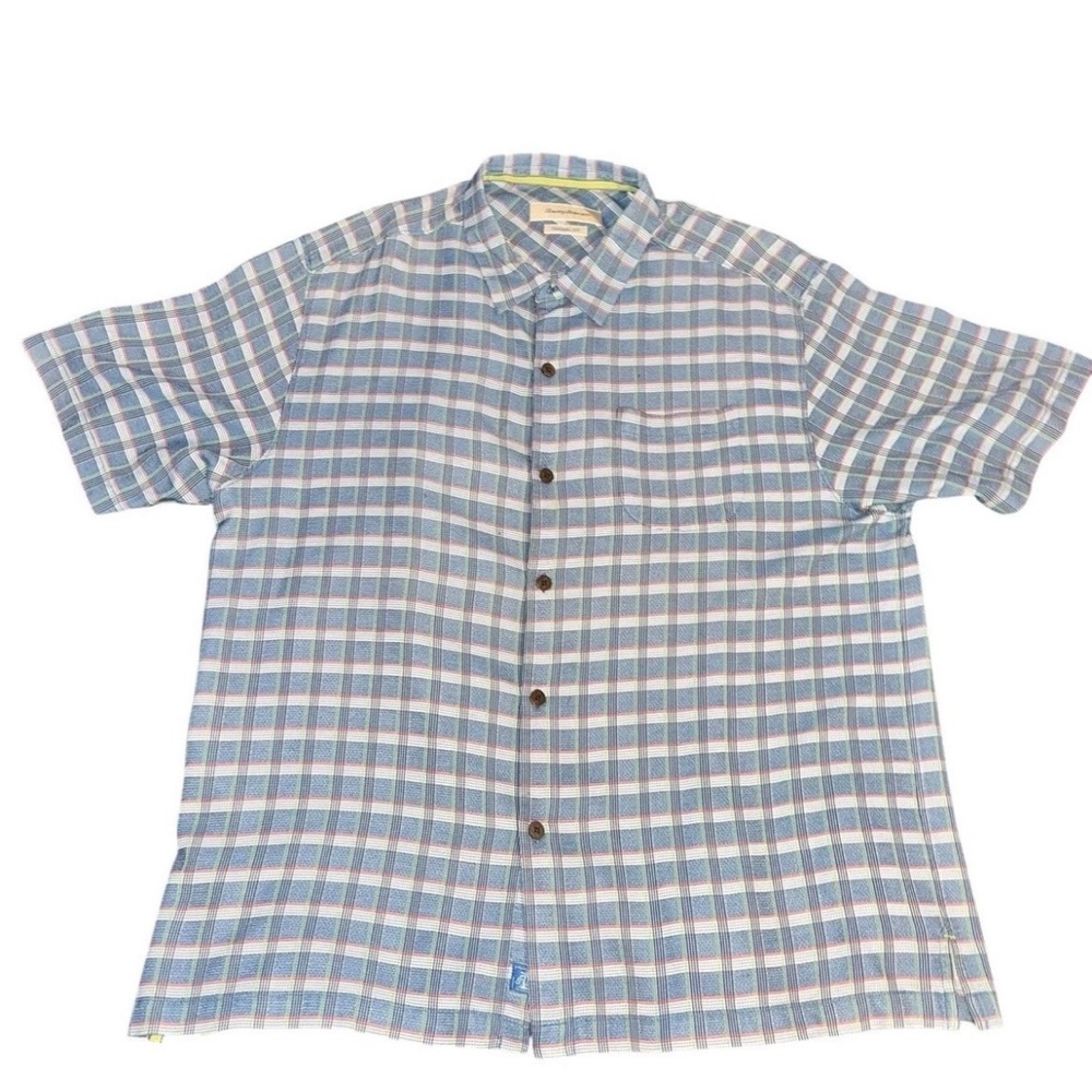 Tommy Bahama Original Fit Silk Plaid Short Sleeve Shirt XL